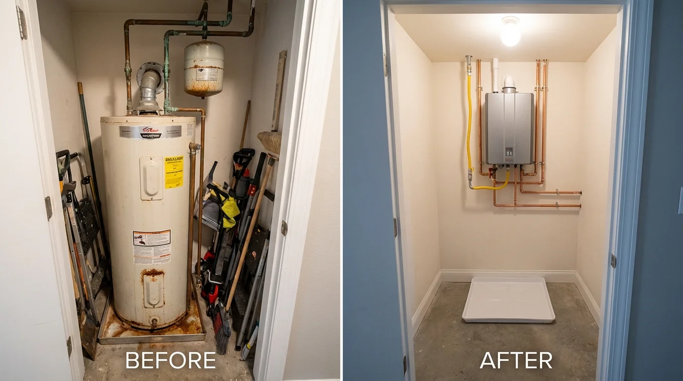 Tank water heater versus wall-mounted tankless unit comparison for Greenfield, IL homeowners